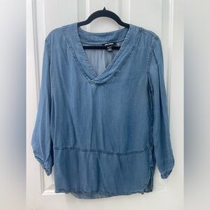 S Joe Fresh Light Blue V-Neck Chambray Tunic